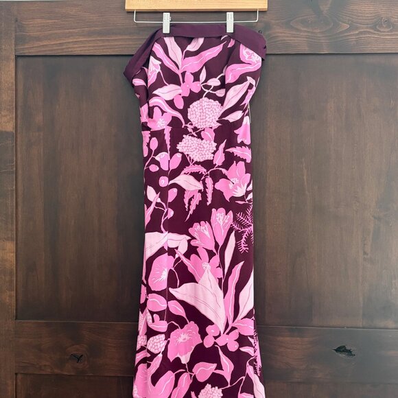 NWT Anthropologie Jo Faulkner Strapless Dress pink combo size 8 - Picture 1 of 3